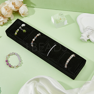 Rectangle 4 Grids Velvet Watch Display Case AJEW-WH0166-11A-1