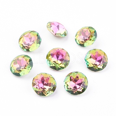 Pointed Back & Back Plated Glass Rhinestone Cabochons RGLA-J012-10mm-001VR-1