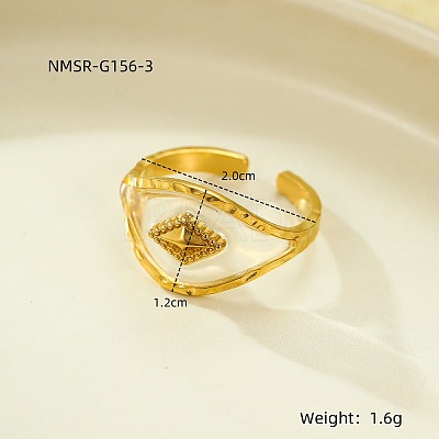 Preserved Flowers 304 Stainless Steel and Epoxy Resin Open Cuff Rings for Women FS-WGCF311-04-1
