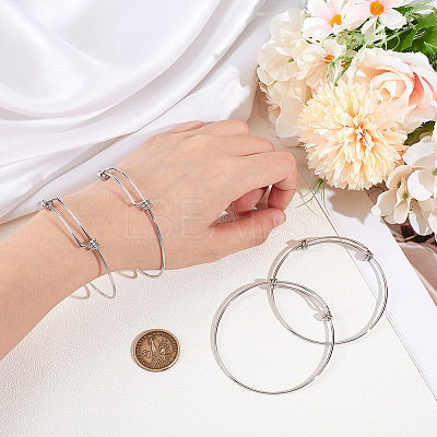 10Pcs Adjustable 304 Stainless Steel Bangles Making MAK-BBC0001-16-1