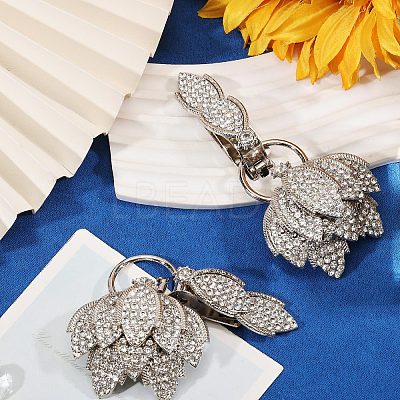 2Pcs Flower Alloy Rhinestone Snap Lock Clasps FIND-FH0018-22B-1