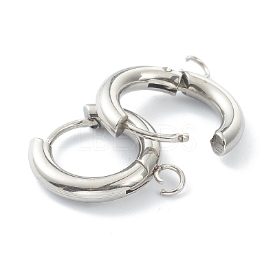 Tarnish Resistant 201 Stainless Steel Huggie Hoop Earring Findings STAS-P283-01C-P-1