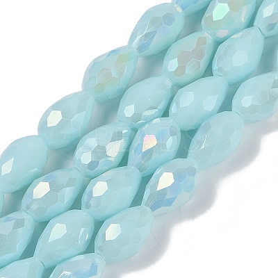 Opaque Solid Color Electroplate Glass Beads Strands EGLA-N013-P8mm-B11-1