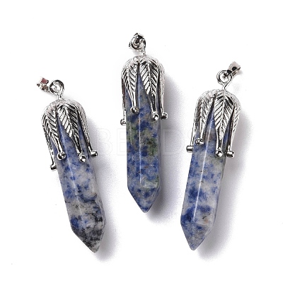 Natural Blue Spot Jasper Big Pointed Pendants G-E059-03AS-01-1