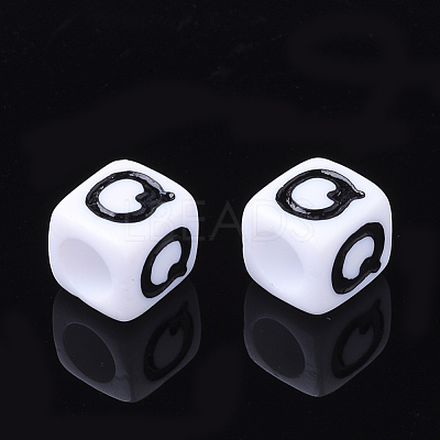 Acrylic Horizontal Hole Letter Beads X-PL37C9129-Q-1