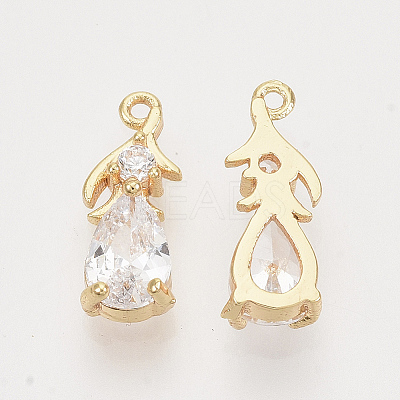 Brass Cubic Zirconia Charms KK-T050-05G-NF-1