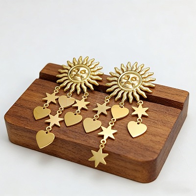 304 Stainless Steel Chandelier Earrings for Women WG43ED1-01-1