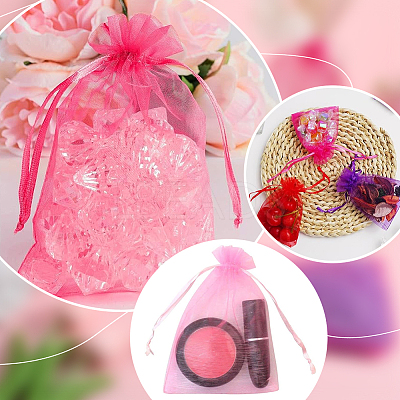100Pcs Organza Bags Jewellery Storage Pouches Wedding Favour Party Mesh Drawstring Gift OP-SP0001-01C-1