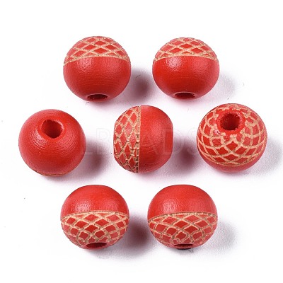 Painted Natural Wood Beads WOOD-S057-072-1