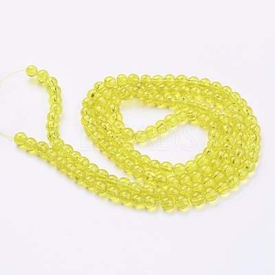 1Strand Yellow Transparent Crackle Glass Round Beads Strands X-CCG-Q001-6mm-04-1