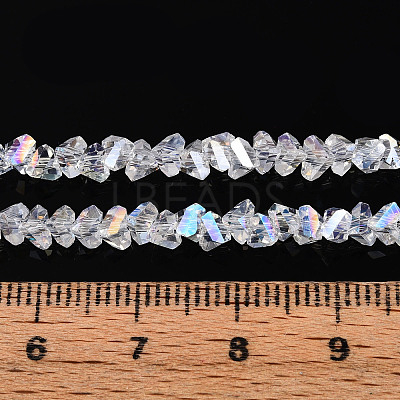 Electroplate Transparent Glass Beads Strands GLAA-N021-4mm-11-1