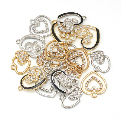 24Pcs 3 Styles 2 Colors Alloy with Crystal Rhinestone Pendants ALRI-TA0001-23-1