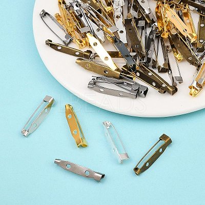 2 Holes Iron Brooch Pin Back Safety Catch Bar Pins IFIN-X0029-01-1