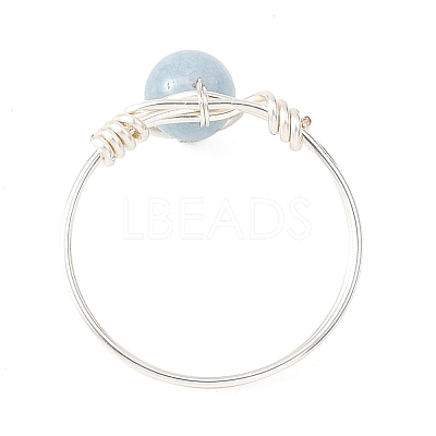 Natural Gemstone Round Braided Bead Finger Rings for Women RJEW-JR00953-02-1