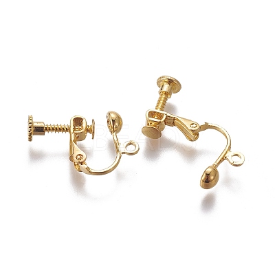 Rack Plated Brass Screw Clip-on Earring Findings LS-X-KK-P169-04G-1