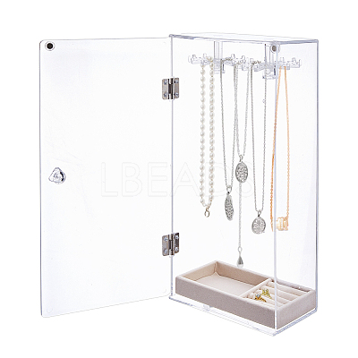 Rotatable Acrylic Necklace Hanging Organizer Storage Boxes ODIS-WH0079-025-1