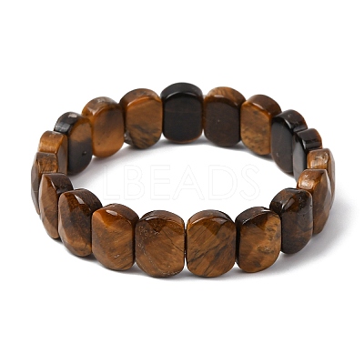 Natural Tiger Eye Beaded Stretch Bracelets for Unisex G-K303-01C-1