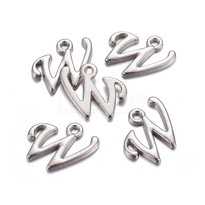 Platinum Plated Alloy Letter Pendants PALLOY-J718-01P-W-1