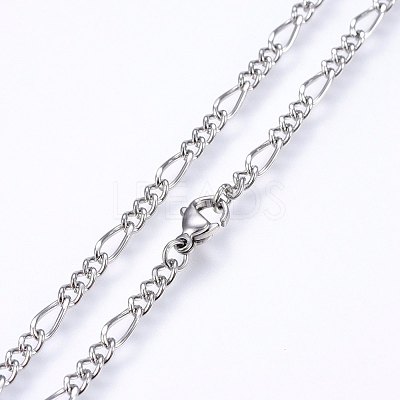 Non-Tarnish 304 Stainless Steel Figaro Chain Necklaces NJEW-F227-03-01-1