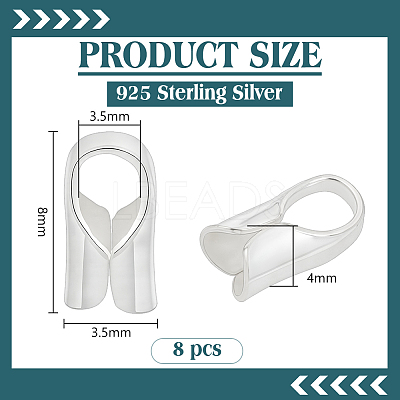 8Pcs Column Sterling Silver Cord Ends STER-BC0004-48A-1