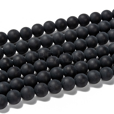 Dyed & Heated Natural Black Agate Bead Strands X-G-H056-8mm-1