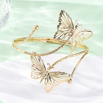 Butterfly Alloy Arm Cuff Bangles for Girl Women LS-AJEW-A063-01I-G-1