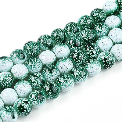 Transparent Baking Paint Glass Beads Strands DGLA-N009-10mm-06-1