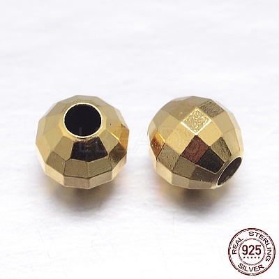 Faceted Round 925 Sterling Silver Spacer Beads STER-M103-03-5mm-G-1