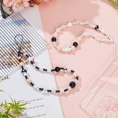 2Pcs 2 Colors Plastic Mobile Straps HJEW-GF0001-44-1