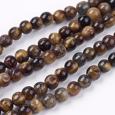 Natural Tiger Eye Round Bead Strands G-R200-6mm-1