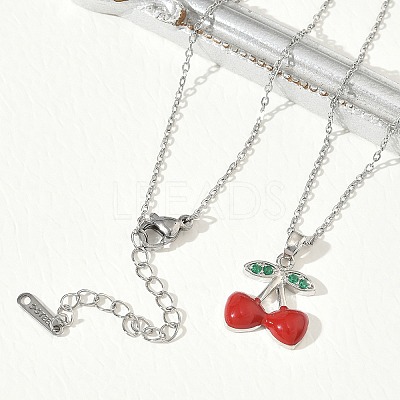 Brass & Cubic Zirconia Enamel Pendant Necklaces SA-CBA7E55-02P-1