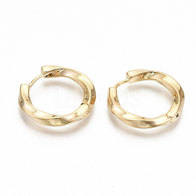 Brass Huggie Hoop Earrings X-KK-T062-45G-NF-1