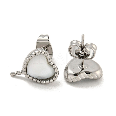 Brass with Shell Stud Earring Findings KK-G490-04P-1