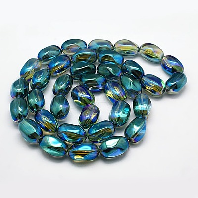 Full Rainbow Plated Crystal Glass Oval Beads Strands LS-EGLA-F026-A06-1