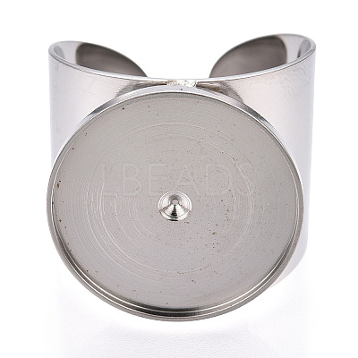 Non-Tarnish 304 Stainless Steel Open Cuff Finger Ring Cabochon Settings X-STAS-T060-03P-1