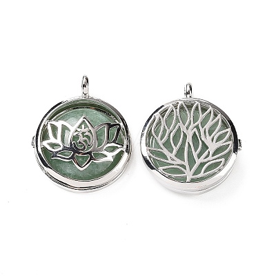 Natural Green Aventurine Locket Pendants G-G982-01P-01-1
