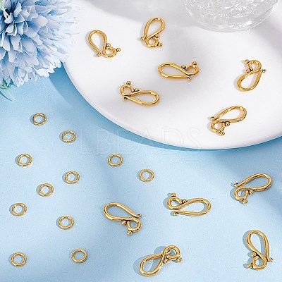 100Pcs Tibetan Style Hook and Eye Clasps FIND-GO0003-01AG-1