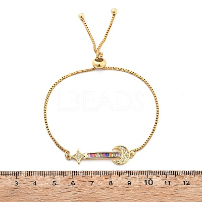 Brass Micro Pave Cubic Zirconia Slider Bracelets BJEW-S163-01A-G-1