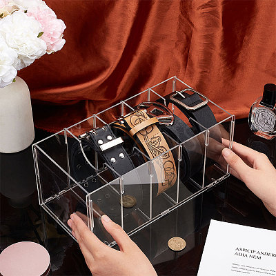 5 Grids Acrylic Belt Storage Rack CON-WH0086-071-1