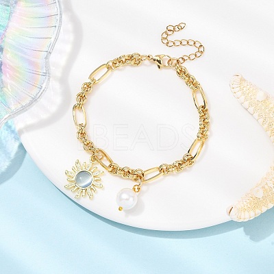 Cat Eye Charm Bracelets BJEW-JB12420-01-1