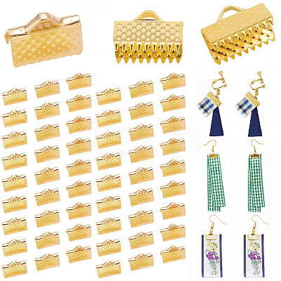 280Pcs Iron Ribbon Crimp Ends IFIN-CP0002-97S-1