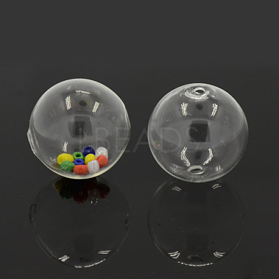 Handmade Two Holes Blown Glass Globe Beads DH017J-1-40mm-1