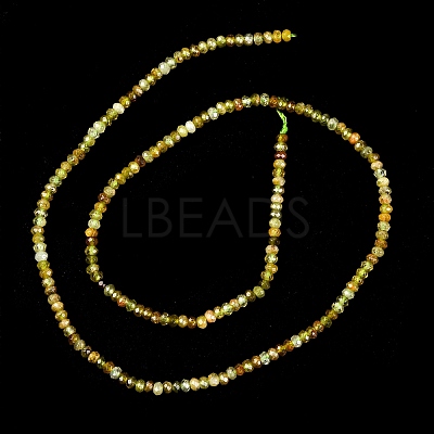 Faceted Rondelle Natural Green Garnet Beads Strands G-F289-40B-1