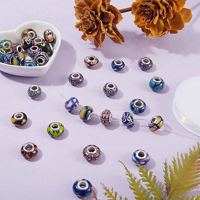 34Pcs 17 Colors Handmade Polymer Clay European Beads CLAY-SZ0001-52-1