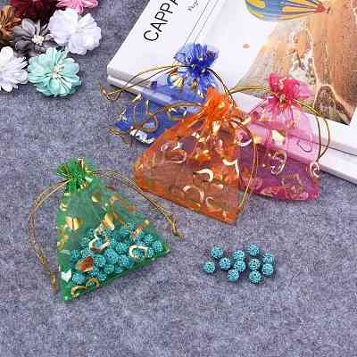 Heart Printed Organza Bags OP-R022-10x12-M-1