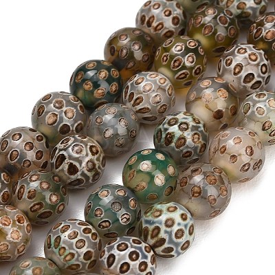 Tibetan Style dZi Beads Strands GG-NH0001-A03-8MM-1