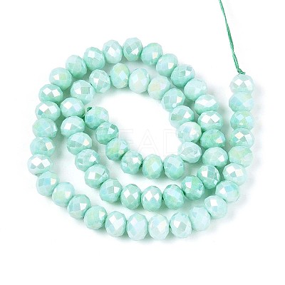Anti-Tarnish Electroplate Rondelle Glass Beads Strands EGLA-T021-8mm-17-04-1