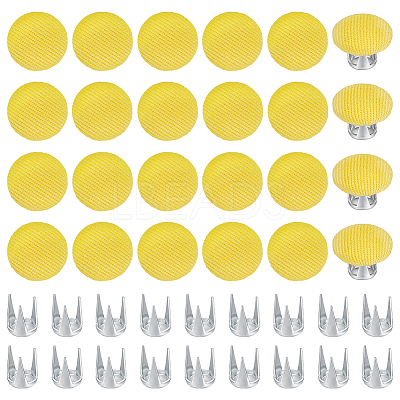 24 Bags Flat Round Cloth Cap Nail Buttons BUTT-BC0001-21D-1