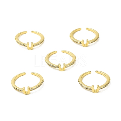 Clear Cubic Zirconia Initial Letter Open Cuff Ring RJEW-H120-09G-U-1