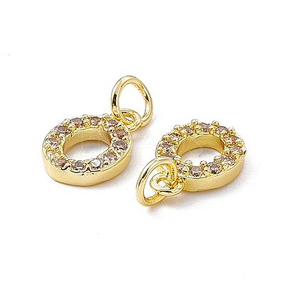Real 18K Gold Plated Brass Micro Pave Clear Cubic Zirconia Charms KK-E068-VB452-O-1